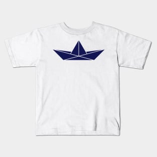 Paper Boat / Paper Ship / Icon (Navy) Kids T-Shirt